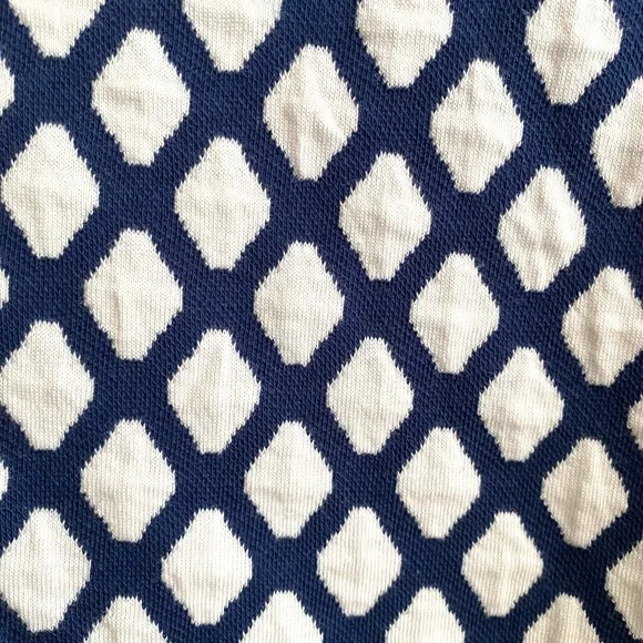 Pure Collection Women’s Top 12 Quilted Cotton Navy Blue Diamond Pullover - Picture 4 of 6